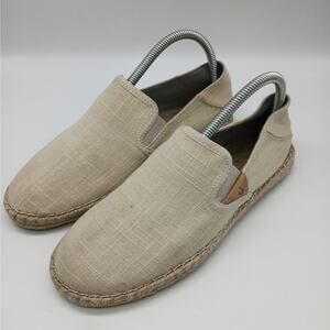 Olukai Kaula Pa'a Kapa Slip on Espadrille Loafer Shoes Tapa Canvas Beige SZ 7.5